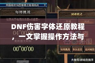 DNF伤害字体还原教程，一文掌握操作方法与寻找答案攻略