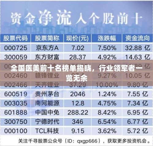 全国医美前十名榜单揭晓，行业领军者一览无余