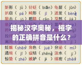 揭秘汉字奥秘，桓字的正确拼音是什么？